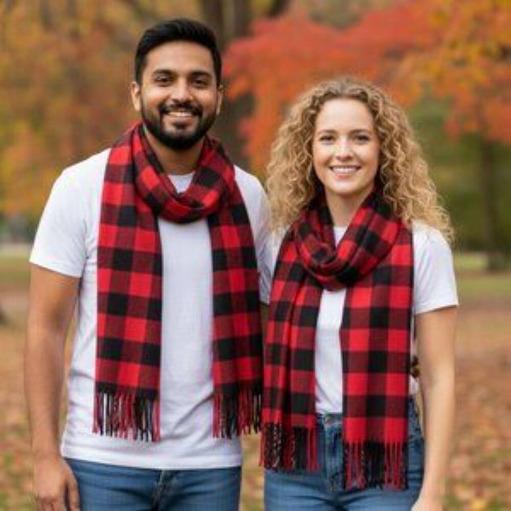 Old Navy Black & Red Plaid Soft Rectangular Scarve Scarf OS New